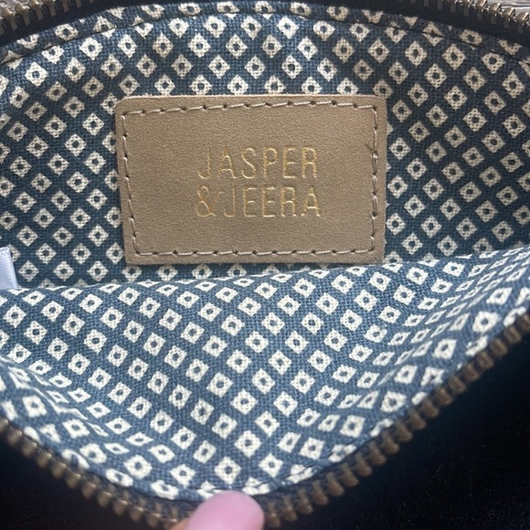 Anthropologie 💯 Black Suede Jasper & Jeera with Cream Metallic Stitching 7”x7” - Picture 3 of 5